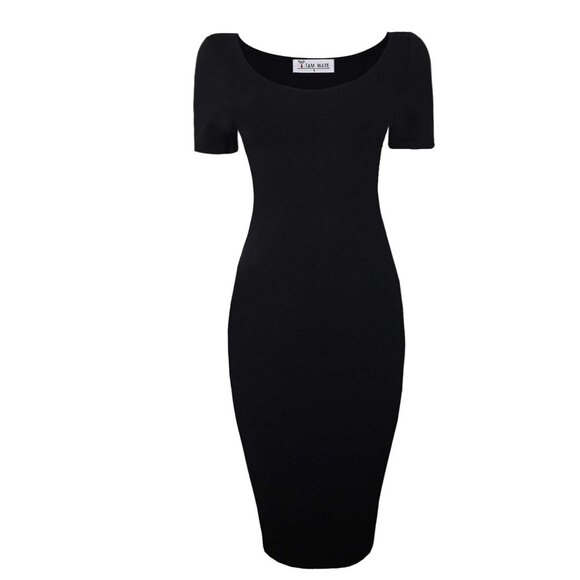 🍒 2/$20 🍒 Black Cotton A-line Scoop Neck Short Sleeve Dress sz Large - Picture 1 of 3